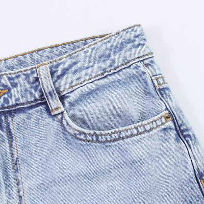 Crochet stitched high waist wide leg jeans