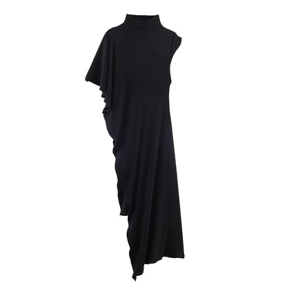 Asymmetric pleated top with light mature style