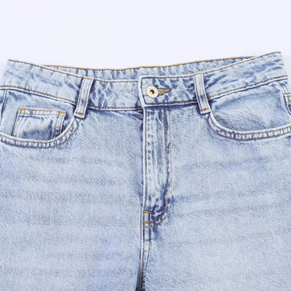 Crochet stitched high waist wide leg jeans